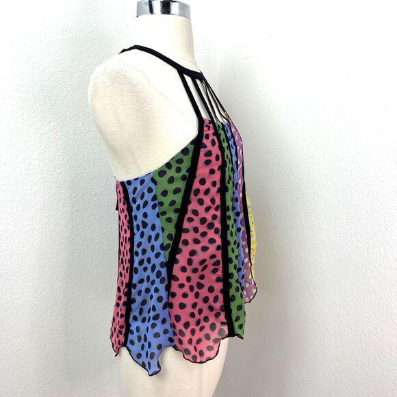 Forever 21 Collection Silk Camisole Top Small Multi Color Polka Dots Boho Whimsy - Picture 9 of 11